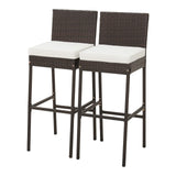 Tangkula Set of 2 Patio Wicker Barstools, Outdoor Bar Height Chair