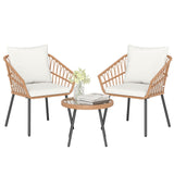 Tangkula 3 Piece Patio Bistro Set with Round Glass Table & Soft Cushions