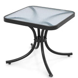 Outdoor Bistro Table, 20 Inches Patio Side Table with Tempered Glass
