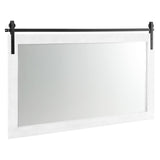 Tangkula Farmhouse Wall Mirror, 40" x 26" Rustic Bathroom Mirror with Fir Wood Frame