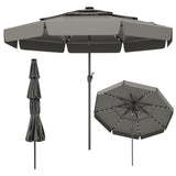 Tangkula 3 Tiers Scalloped Outdoor Table Market Umbrella with 32 LED Lights