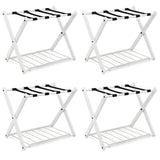 Tangkula Luggage Rack , Folding Metal Suitcase Luggage Stand, Double Tiers Luggage Holder with Shoe Shelf