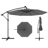 Tangkula 10 Ft Patio Offset Umbrella, 40 LED Lighted Market Umbrella W/8 Sturdy Ribs, Easy Tilt Adjustment & Crank (Orange)