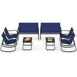 Tangkula 8 Piece Patio Rocking Set, 2 Rocking Chairs & Loveseat with Glass-Top Table