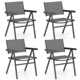 Tangkula Patio Chairs with Breathable Fabric Seat & Tilt Backrest
