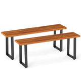 Tangkula Acacia Wood Outdoor Bench for Porch