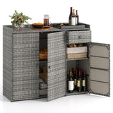 Tangkula Rattan Outdoor Storage Cabinet