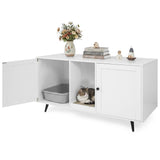 Tangkula Double Cat Litter Box Enclosure | Large Hidden Wooden Cat Cabinet with Scratching Pad