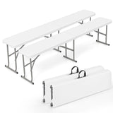 Tangkula 6 FT Plastic Folding Bench, Foldable Bench Seat with Carry Handle, Non-Slip Mat