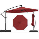 Tangkula 10 Feet Offset Hanging Umbrella with Base Patio Cantilever Umbrella