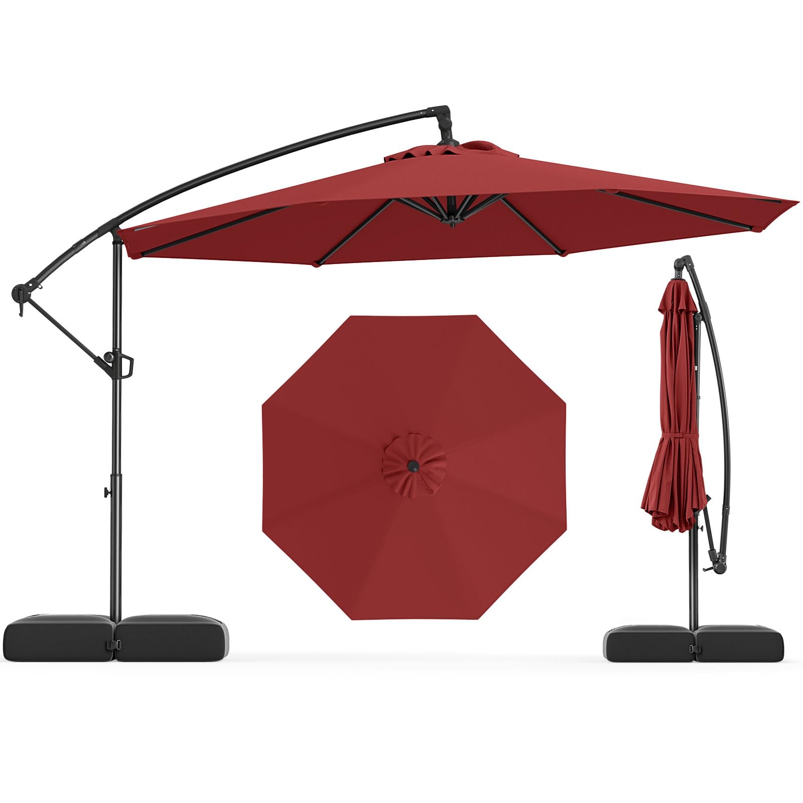 Tangkula 10 Feet Offset Hanging Umbrella with Base Patio Cantilever Um – tangkula