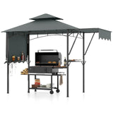 Tangkula 13x5 Ft Grill Gazebo with Dual Side Awnings, 2-Tier Barbecue Gazebo with 2 Shelves