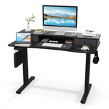 Tangkula Standing Desk with Drawers, Electric Stand-up Desk with Monitor Stand