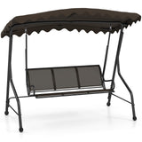 Tangkula 3 Person Porch Swing, Patio Swing with Adjustable Canopy, Heavy-Duty Metal Frame & Breathable Seat
