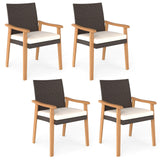 Tangkula Patio Wicker Dining Chair Set of 2/4 for Deck Garden Poolside Backyard