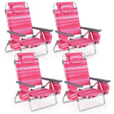 Tangkula Set of 2 Backpack Beach Chair, 5-Position Lay Flat Beach Chairs with Cooler Bag