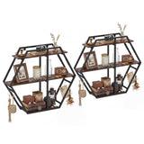 Tangkula Hexagon Wall Shelf with 4 S-Shaped Hooks & Heavy Duty Metal Frame