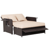 Tangkula Patio Rattan Daybed with 4 Level Adjustable Backrest