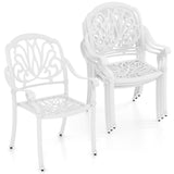 Tangkula Set of 2, Set of 4 Cast Aluminum Patio Dining Chairs, Stackable Outdoor Dining Chairs with Armrests