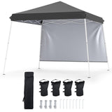 Tangkula 9x9 FT Pop Up Canopy with Center Lock & Sidewall | One Push Setup