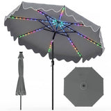 Tangkula 9/10 FT Solar Patio Umbrella with 104/112 Color-Changing Flowing LED Lights