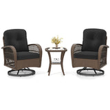 Tangkula 3 Piece Patio Swivel Rocker Set with Tempered Glass Side Table