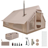 Tangkula Inflatable Tent for Camping w/Stove Jack & Hand Pump