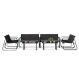 Tangkula 4 Piece Patio Furniture Set with Mesh Seat Fabric & Tempered Glass Tabletop