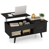Tangkula Lift Top Coffee Table with Storage, Living Room Table with Hidden Compartment, Cabinet & Open Shelf