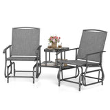 Tangkula 2-Seater Outdoor Glider Bench with 2-Tier Center Table