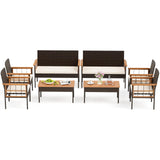 Tangkula 4 Pieces Wicker Patio Conversation Furniture Set