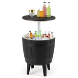 Tangkula 10 Gallon Cooler Bar Table, Outdoor Cooler Side Table w/Telescopic Tabletop, 3-in-1 Coffee Table Ice Bucket for Beer & Wine