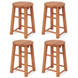 Tangkula Outdoor Wood Bar Stools Set with Round Seat