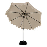 Tangkula 10 FT Outdoor Patio Umbrella with Solar LED Lights and Weighted Base-Beige