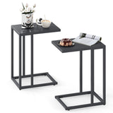 Tangkula C-Shaped End Table with Metal Frame for Living Room Bedroom Office