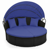 Tangkula Outdoor Patio Round Daybed with Retractable Canopy