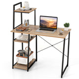 Tangkula Computer Desk with Shelves, Space Saving Home Office Desk with 3-Tier Ladder Shaped Storage Bookshelf