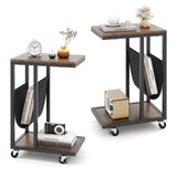 Tangkula Mobile C Shaped Side Table
