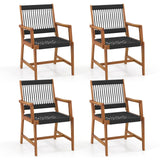 Tangkula Acacia Wood Patio Dining Chairs Set