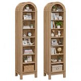 Tangkula 71" Tall Arched Bookcase for Living Room