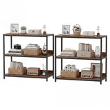 Tangkula 3-Tier Bookshelf with Wooden Shelves and Metal Frame