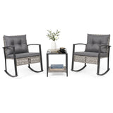 Tangkula 3-Piece Outdoor Rocking Chair Set for Garden