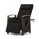 Tangkula Patio Wicker Recliner Chair, Rattan Lounge Chair w/Adjustable Backrest & Footrest
