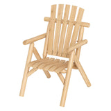 Tangkula Log Wood Patio Chair with Slatted Backrest