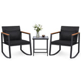 Tangkula 3 Pieces Outdoor Rocking Chairs Set