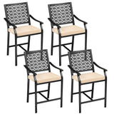 Tangkula Counter Height Patio Bar Chairs with Cushions for Garden