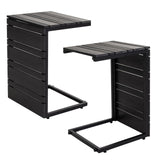 Tangkula C-Shaped Side Table with Wood Plastic Tabletop