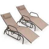 Tangkula Outdoor Chaise Lounge Glider Chair with Armrests and Pillow