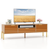 Tangkula Mirrored TV Stand for TV up to 65”, Modern TV Console Table w/Spacious Tabletop