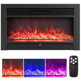 Tangkula Electric Fireplace Insert with Remote Control Adjustable Flame Colors and Brightness
